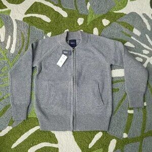 Gap knit bomber zipper‎ sweater gray size 6/7 New